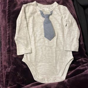 Grey long sleeve onesie with tie